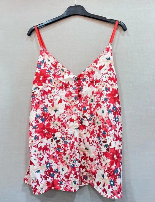 Top fleuri Rouge