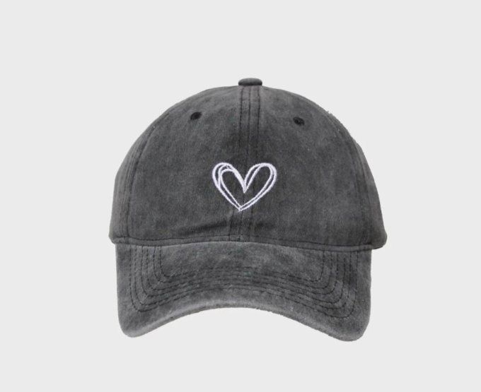 Casquette en jeans Coeur brodé