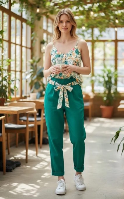 ​Le Pantalon Carotte & Ceinture Fleurie ( 44 / 50 )  