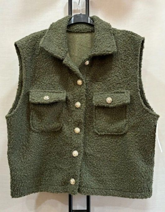​Veste bouclettes sans Manche  
