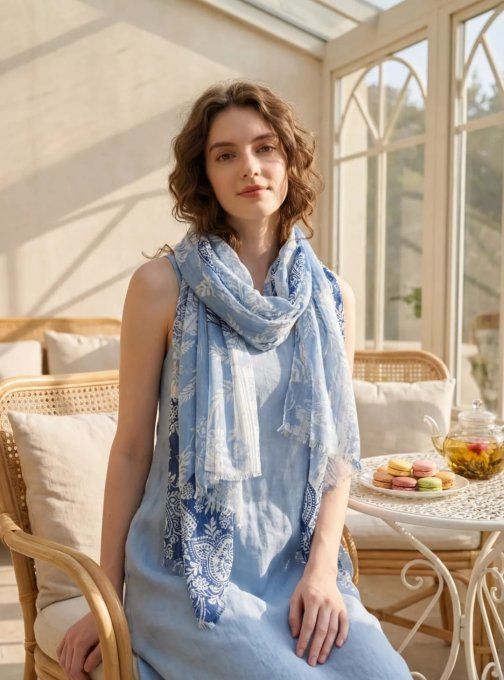 Foulard en Voile Fleuri