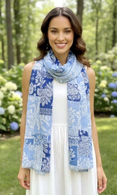 Foulard en Voile Fleuri