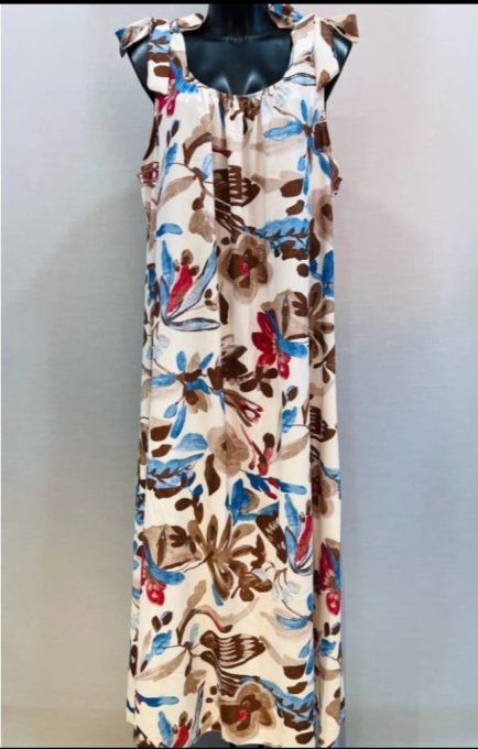 Robe longue Bleu & Chocolat