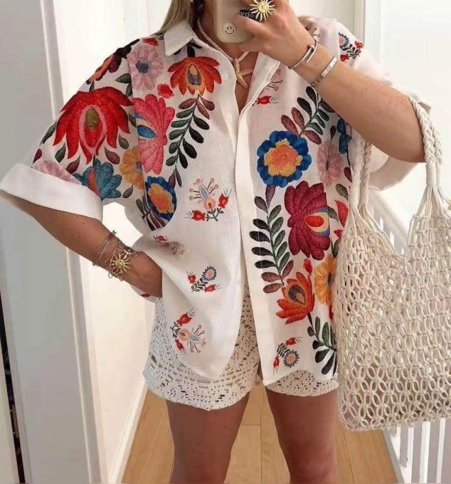 Chemise Blanche imprimés Vibrants ✨