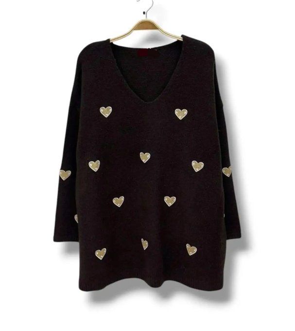 Pull Oversize Motifs Cœurs