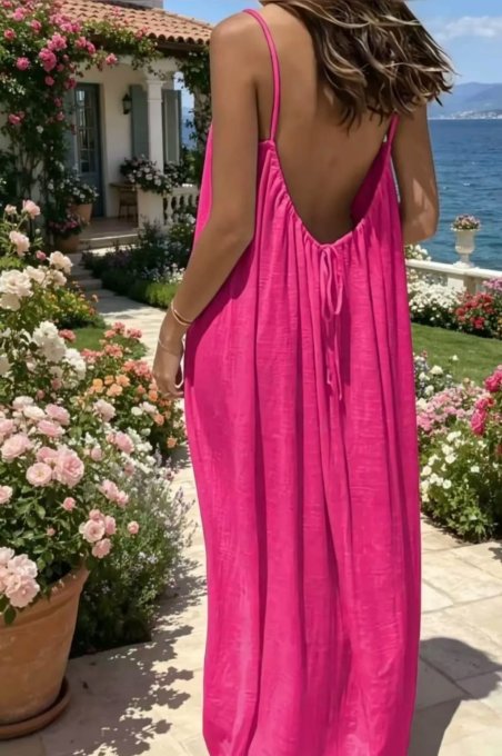 La Robe Longue Fluide à Laçage Dos 