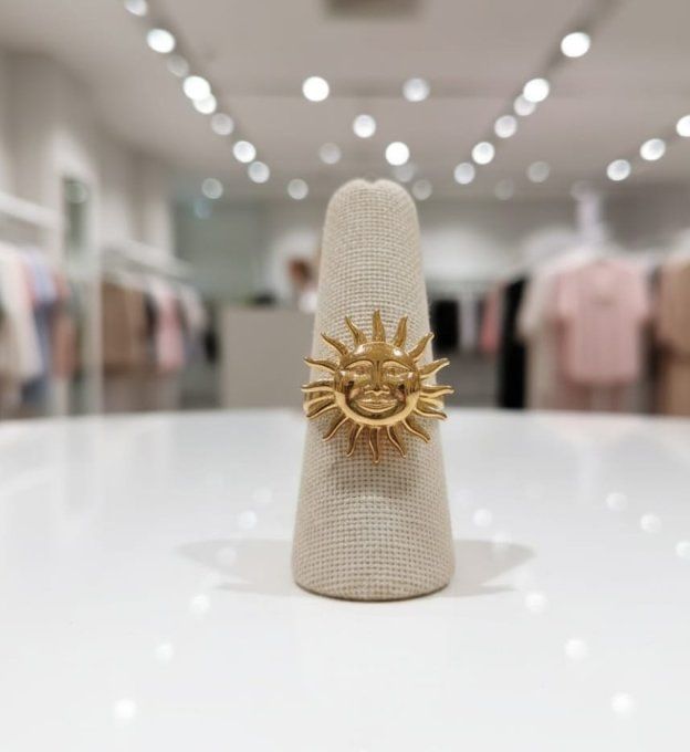 ​Bague Réglable Soleil – Acier inoxydable Doré