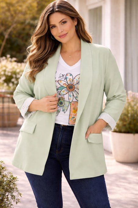 Blazer Fluide & Revers Dentelle