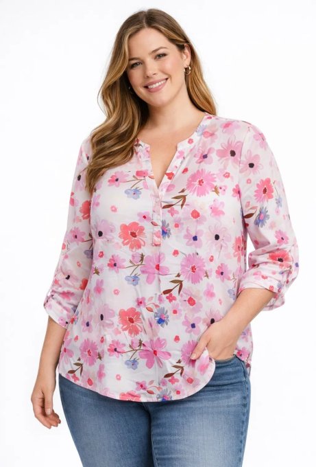 Blouse Fleurie Rose et Lilas 