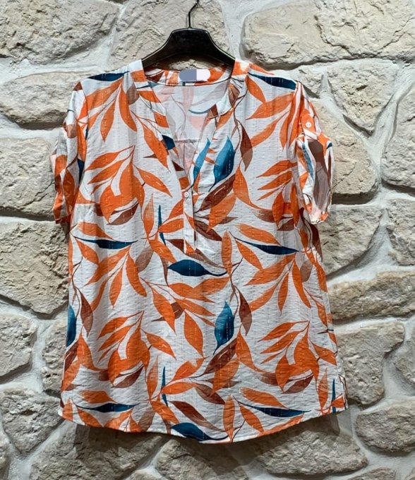 Blouse Fluide à Imprimé Feuillage