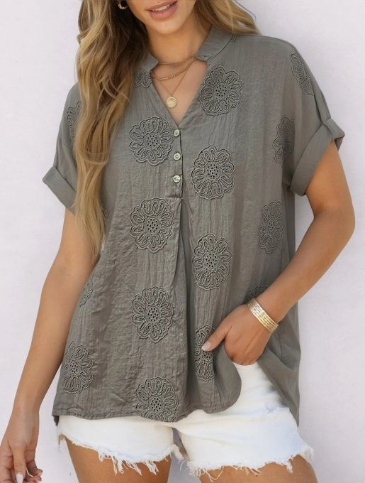 Blouse Fluide & Broderies Florales