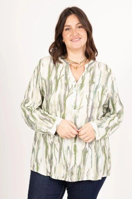 Blouse fluide imprimé Feuillage Vert
