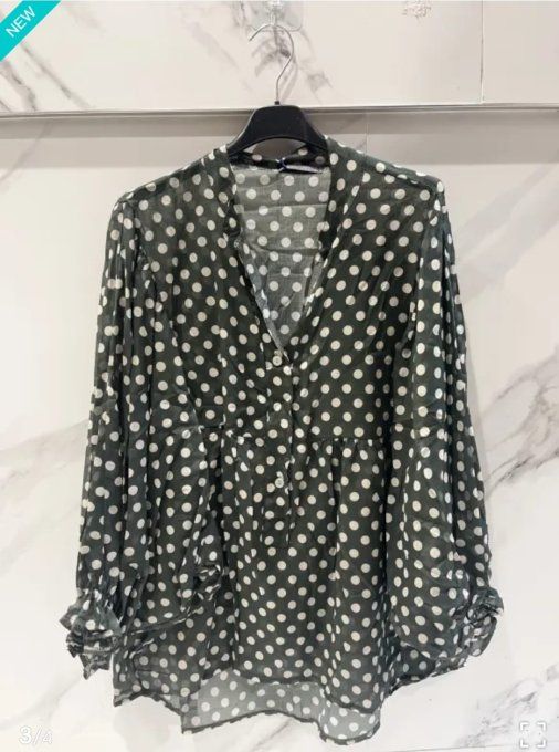 Blouse à Pois Kaki 