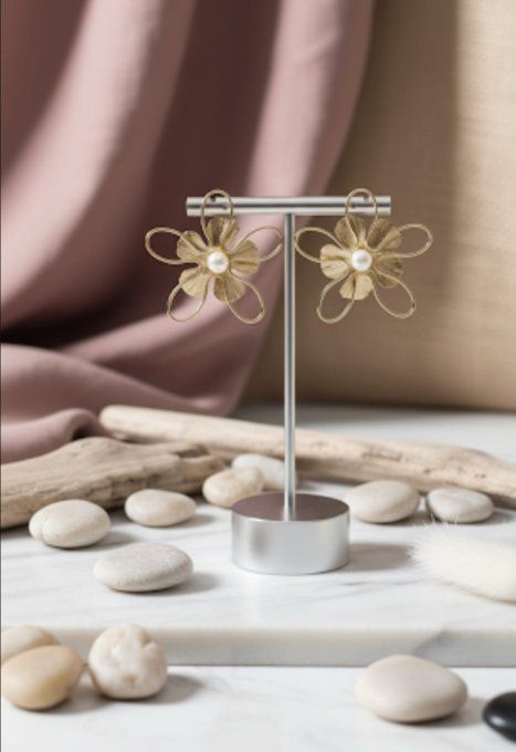 Boucles d'oreilles Fleur et Perle