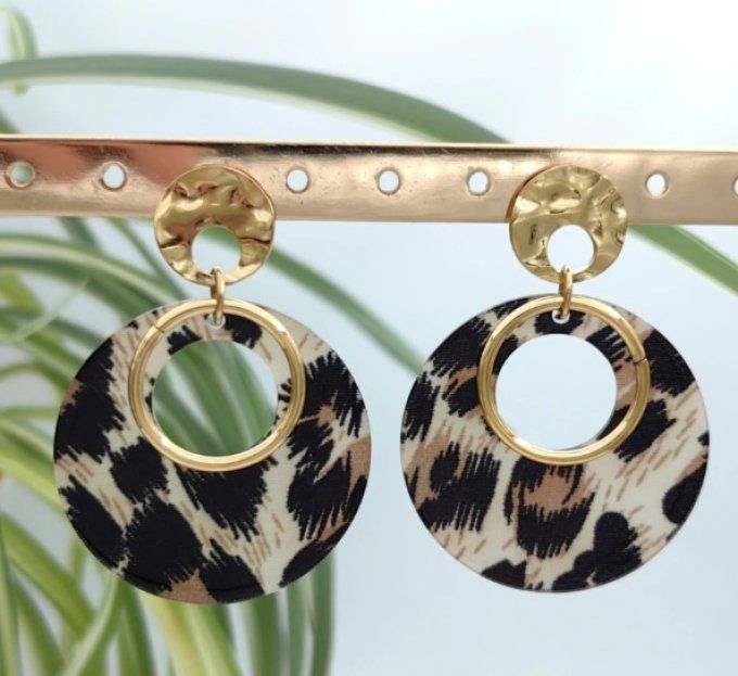 Boucles d'Oreilles Cercles – Motif Léopard En Acier Inoxydable