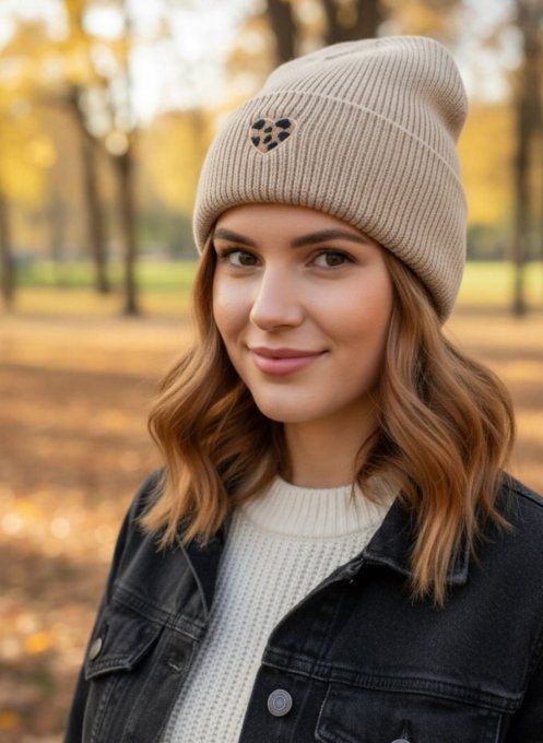 ​Bonnet à Revers – Tendance Cœur Léopard