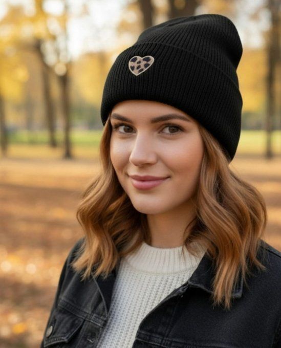 ​Bonnet à Revers – Tendance Cœur Léopard
