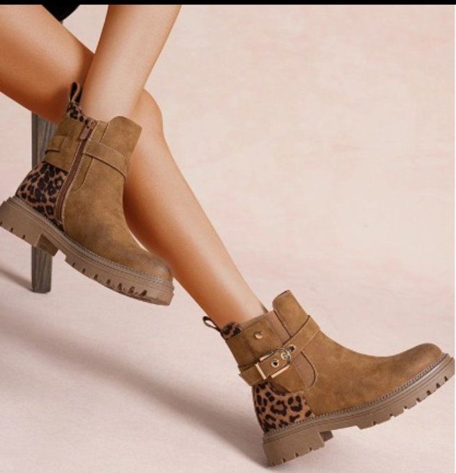 Bottines Camel & Léopard  