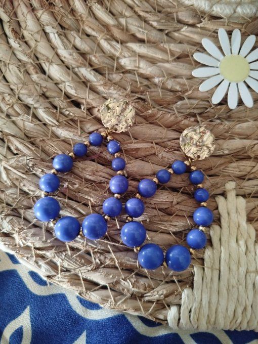 Boucles d'oreilles - Bleu Électrique & Or