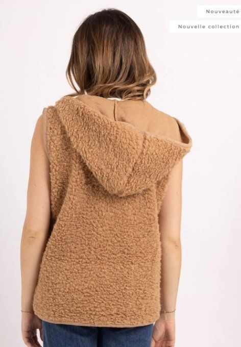 Gilet sans manches avec capuche Camel