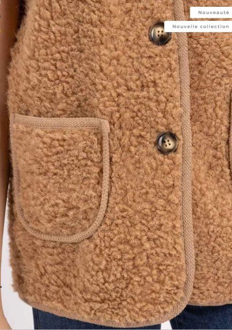 Gilet sans manches avec capuche Camel