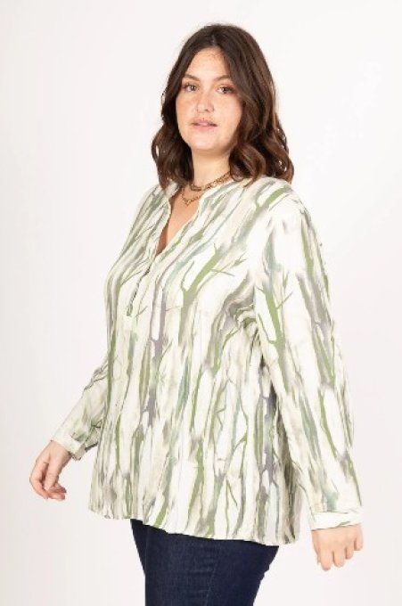 Blouse fluide imprimé Feuillage Vert 