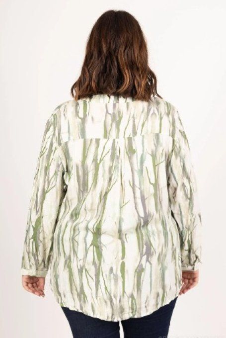 Blouse fluide imprimé Feuillage Vert 