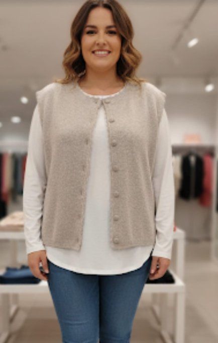 ​Cardigan sans manches à bords festonnés