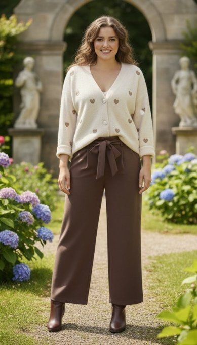Cardigan douillet, écru, motifs cœurs ☁️