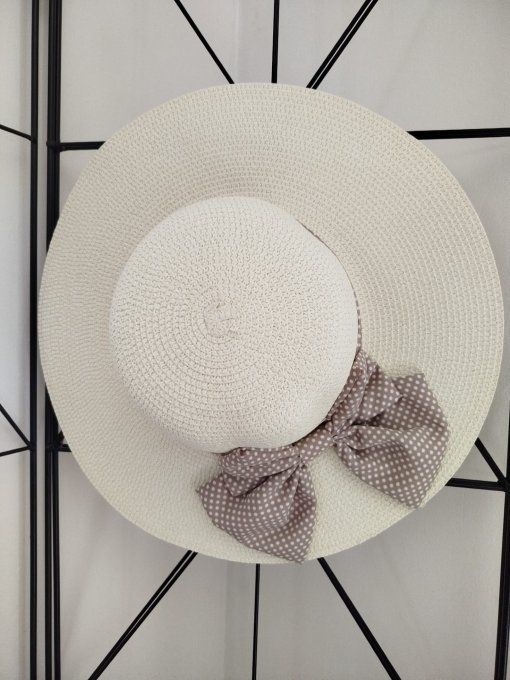 Chapeau de Paille "Chic Estival" avec Nœud à Pois ☀️