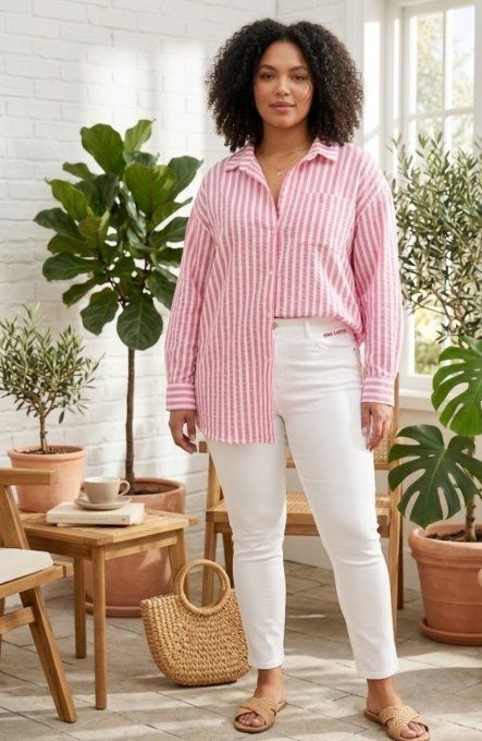 Chemise à Rayures Roses & Blanches