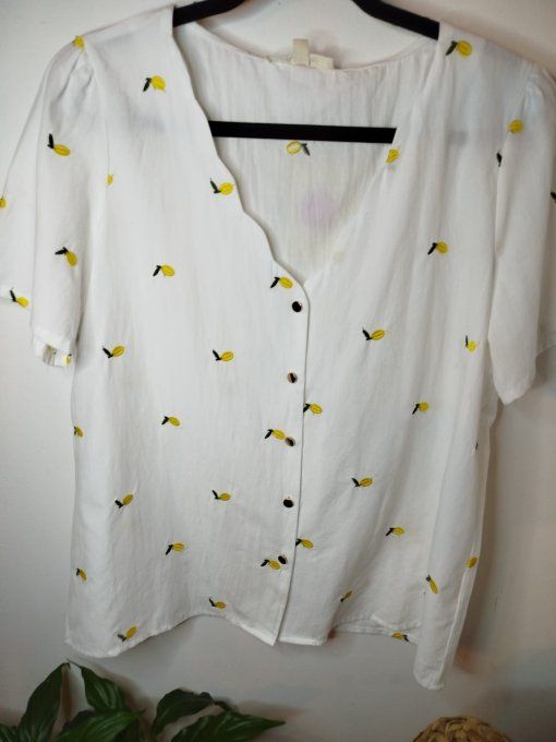Chemise Blanche à Citrons Brodés