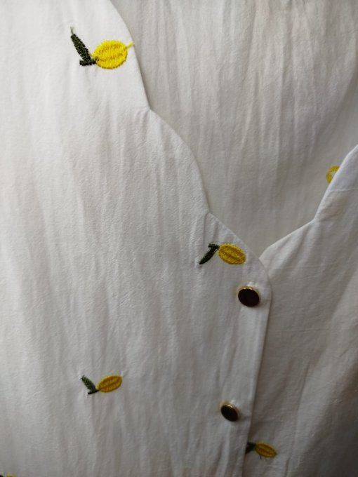 Chemise Blanche à Citrons Brodés