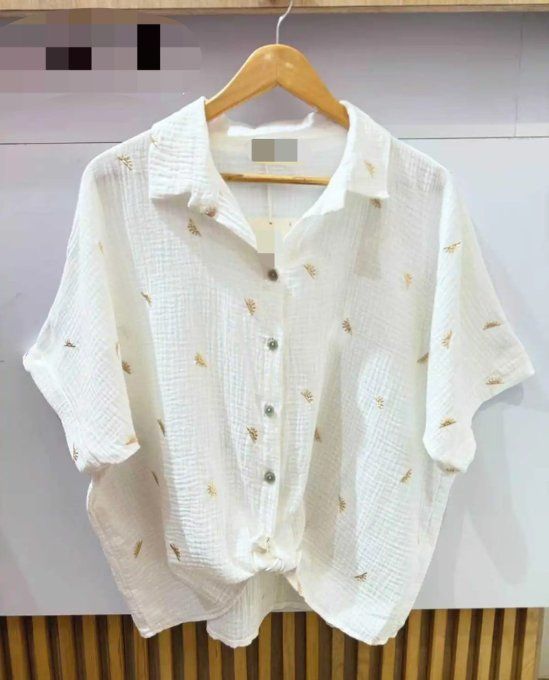 Chemise Blanche Gaze de Coton -  Soleils dorés