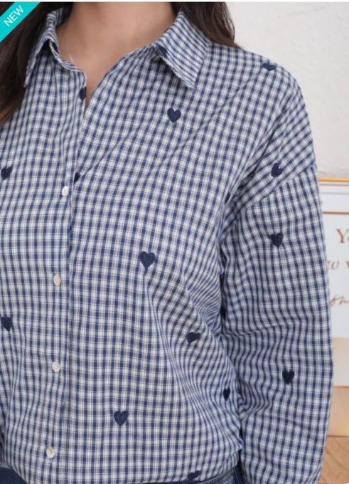 Chemise Coeurs Brodés