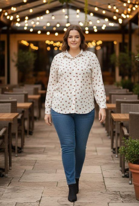 ​Chemise Imprimée au Style Romantique