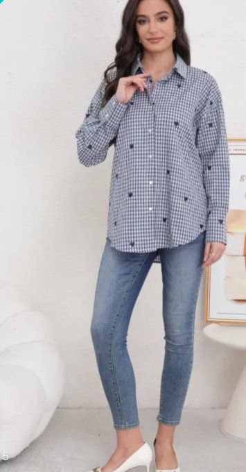 Chemise Coeurs Brodés