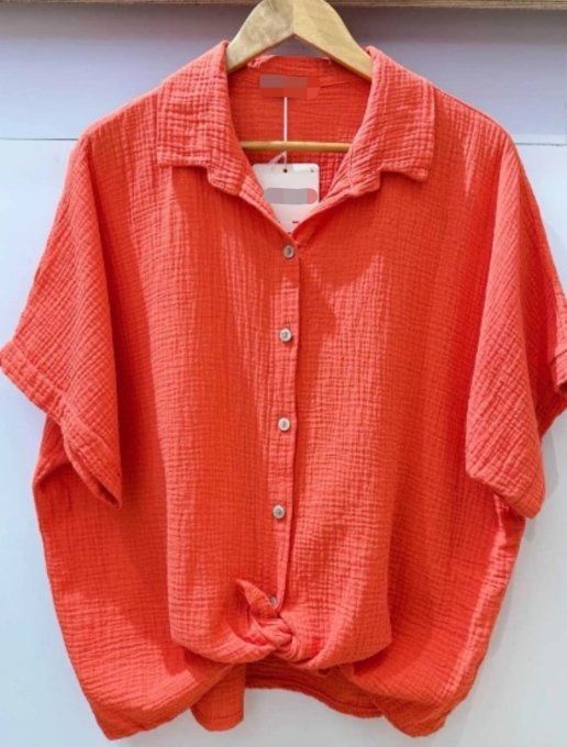 Chemise unie Oversize en Gaze de Coton