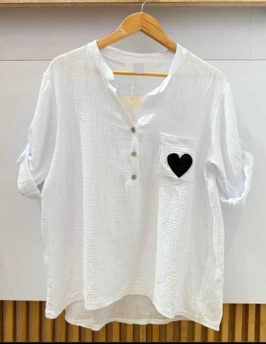 Chemise en Gaze de Coton "Cœur Tendre"