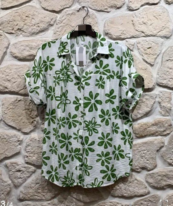Chemise Fleurie "Jardin Secret" Vert Kaki