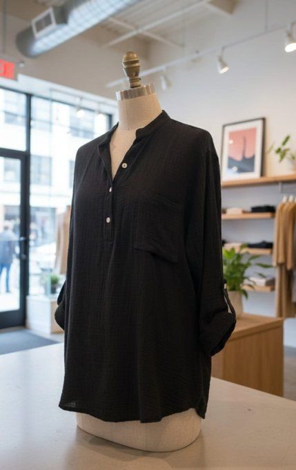 ​Tunique en Gaze de Coton Gaufrée
