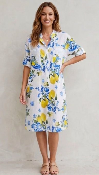 Chemise Longue Imprimé Citron 