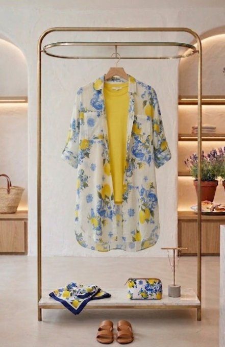 Chemise Longue Imprimé Citron