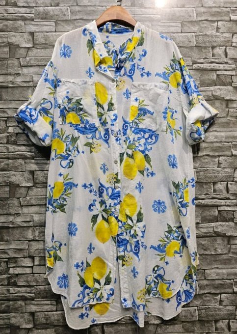 Chemise Longue Imprimé Citron 