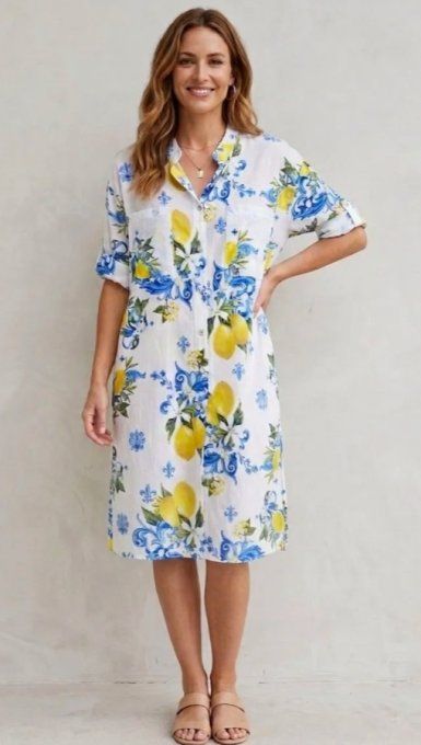 Chemise Longue Imprimé Citron