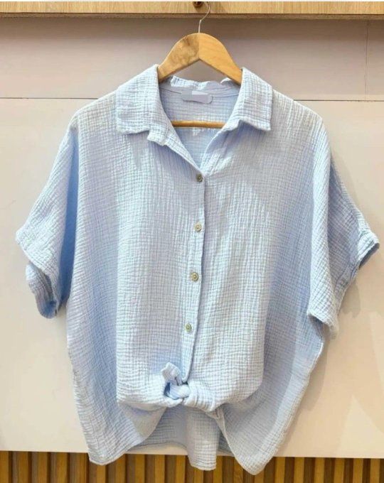 Chemise Oversize en Gaze de Coton – Bleu