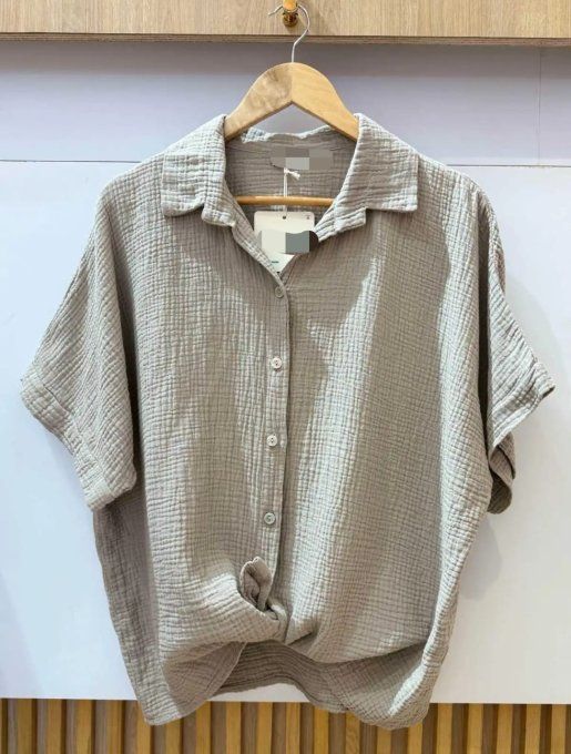 Chemise Oversize en Gaze de Coton – Taupe