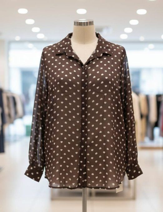 Chemisier en Voile Cœurs Romantiques