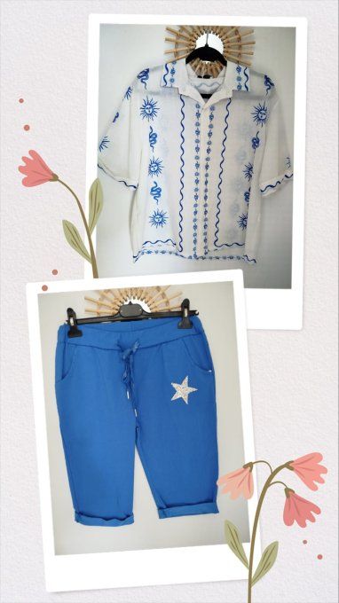 Chemise blanche à motifs bleus ✨