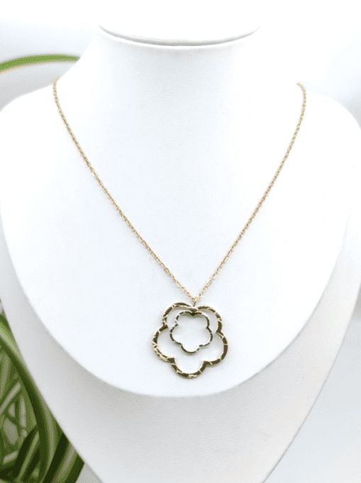? Collier Pendentif Double Fleur